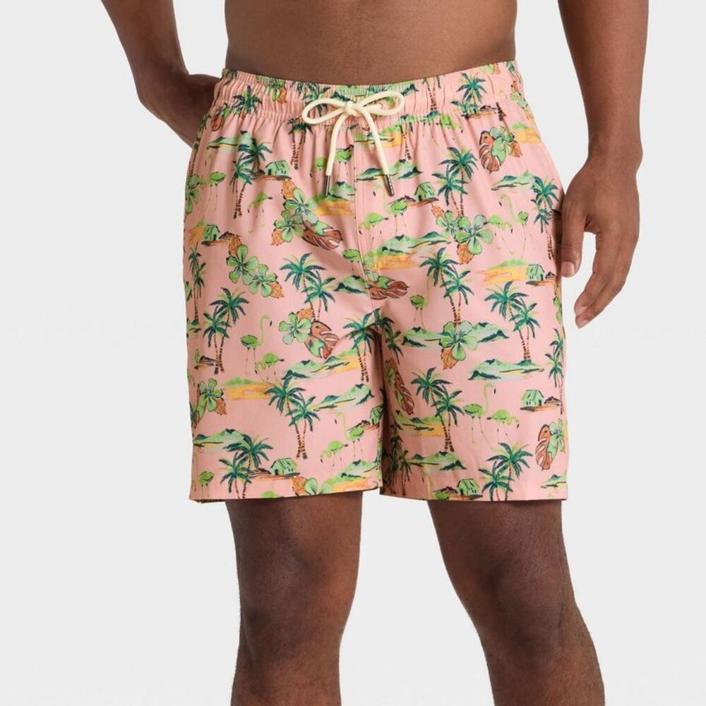 Goodfellow & Co - Men's 7'' Swim Trunks with Boxer Brief Liner - Goo Orange